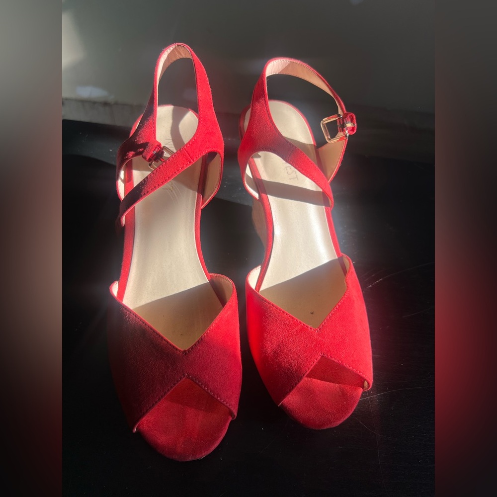 Red Strappy Wedges